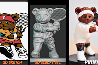 convert 2d image photo to 3d stl model, 3d toy sketch to realistic 3d printing