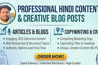 do professional hindi content writing and blog posts