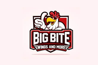 design big bite hand crafted boneless wings logo