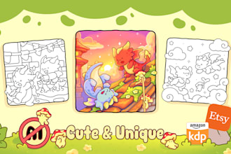 draw cute chibi or fuzzy cozy coloring book line art