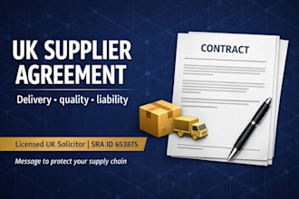 draft a UK supplier agreement for goods or services as a solicitor