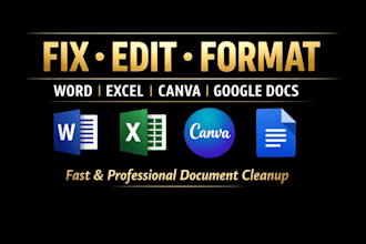 fix edit format and recreate word google docs excel and canva documents fast