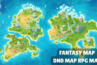 draw custom fantasy maps, 2d rpg dnd map illustration 3d map environment game
