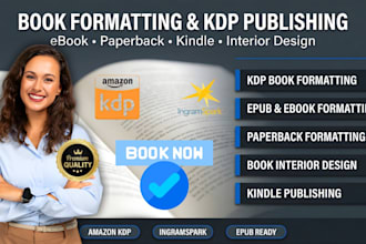 do book formatting, ebook layout design or typesetting for print and KDP format