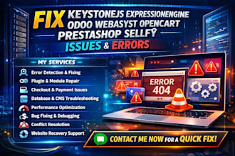 fix keystonejs expressionengine odoo webasyst opencart prestashop sellfy website