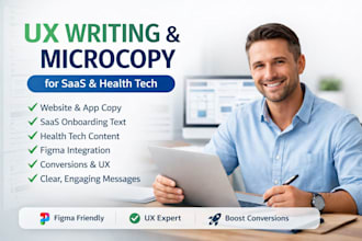 ux writing microcopy website content saas copywriting figma design health tech