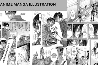 anime manga illustration, manga page, manga artist, webtoon,  anime character
