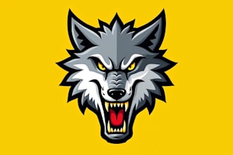 do angry wolf head mascot logo design 1 day delivery