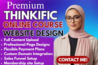 thinkific website design thinkific course landing page membership site setup