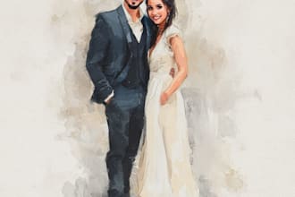 draw couple portrait wedding portrait illustration