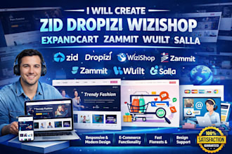 create zid dropizi wizishop expandcart zammit wuilt  salla website store design