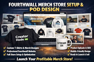 design fourth wall website fourthwall store set up merch tshirt pod design