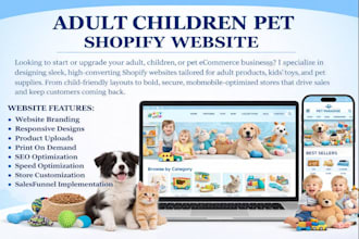 setup update fix 7 figure children pet adult shopify store adult toys store