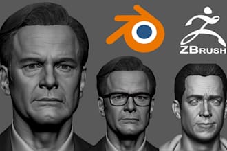 create realistic 3d head 3d sculpture 3d bust figurine 3d head figure face stl
