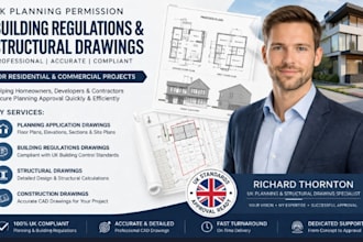 draw UK planning permission, building regulation and structural drawings