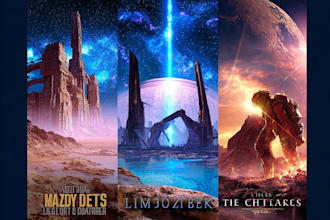create cinematic sci fi book cover art for your novel or ebook