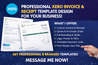 design receipt and xero custom invoice template design theme for your business