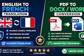 provide manual english to french translation and document formatting