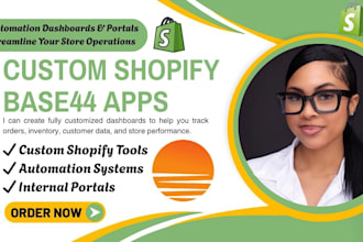 build custom shopify base44 app dashboard and automation portal tools