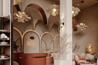 redesign restaurant interior,retail space render,coffee shop,reception 3d visual