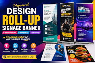 design roll up  signage banner, retractable banner, business flyer event banner
