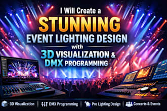 create a stunning event lighting design with 3d visualization and dmx program