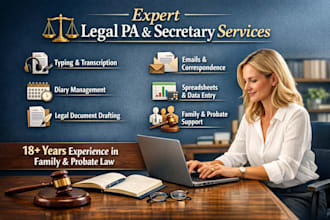 provide legal secretary and pa services