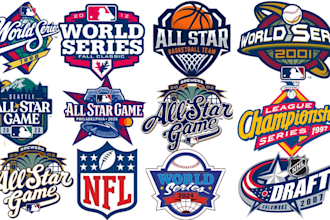 design mlb, nba, world series,all star games, and parody logo for your brand