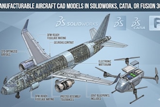 create manufacturable aircraft cad models in solidworks, catia or fusion 360