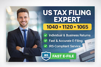 prepare and efile US individual and business tax 1040, 1120 and 1065