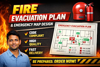 design fire emergency evacuation plan, map, diagram