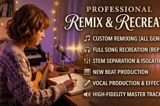 remix recreate remake song, do audio mixing and mastering of any genre in 24hrs