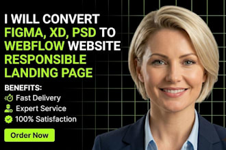 convert figma xd PSD to webflow website responsive landing page