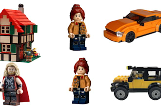 design lego minifigure, cars, bike, toy with XML parts list and printable file