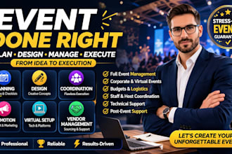 be your event manager, creator design planner, coordination and event organizer