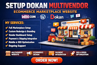 setup dokan multivendor ecommerce marketplace website, design redesign dokan
