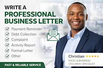 write professional business letters, activities report and documents