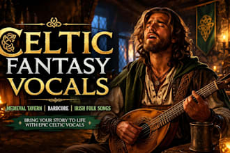 sing epic male celtic fantasy vocals, medieval tavern, bardcore, irish folk song