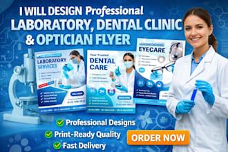 design professional laboratory, dental clinic and optician flyer