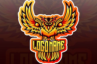 create owl king mascot logo design with company