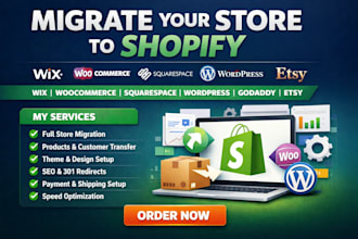 migrate wix woocommerce squarespace wordpress godaddy etsy to shopify store
