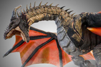 do 3d animal model, creature model, monster, dragon with rigging and animation