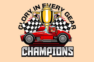 make custom high quality racing car logo with t shirt design