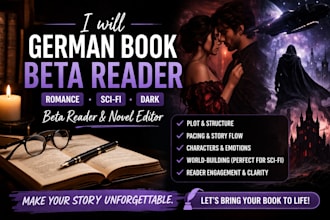 german beta read science fiction novel, beta read memoir, literary fiction