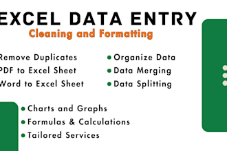 clean, format, merge, split, organize excel data