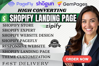 design shopify, shopify store, shopify landing page, zipify, pagefly, gempage