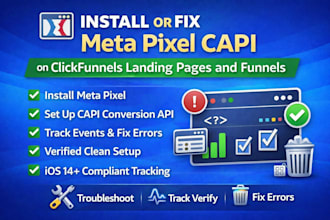 install or fix facebook meta pixel capi on clickfunnels landing pages funnels
