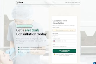 design a dental landing page with booking and follow up system