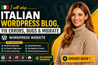 setup italian wordpress blog, fix errors bugs and migrate wordpress website