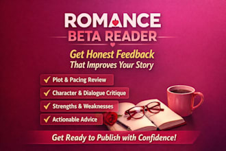 beta read your romance novel,short story with detailed manuscript critique